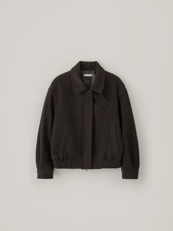 Collar Wool Blouson - Dark Brown