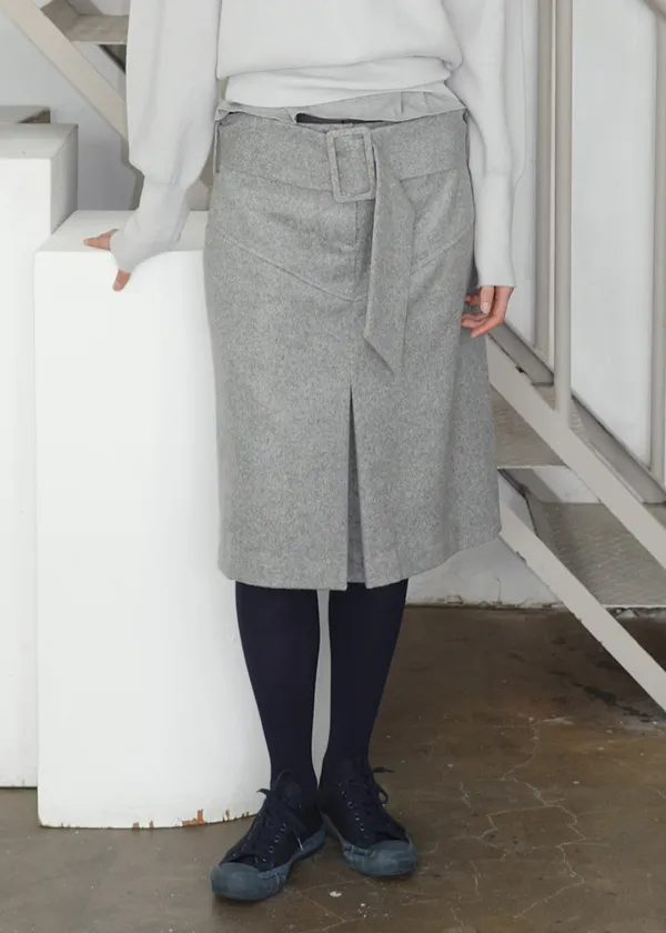 [ 바로배송 ] WOOL DIAGONAL SKIRT [GREY]