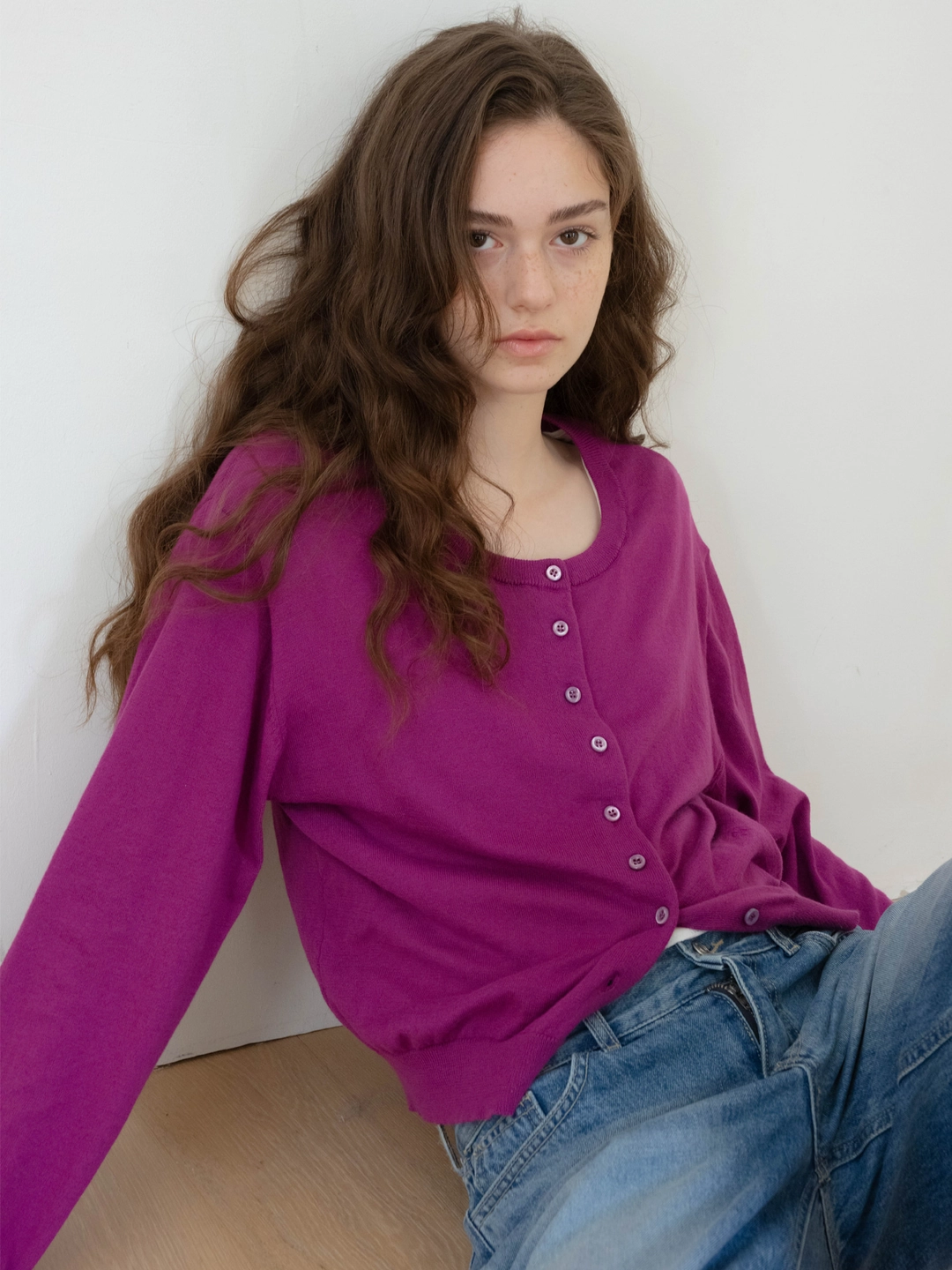 헤더먼트 moss button cardigan (grape) 상품 이미지 1
