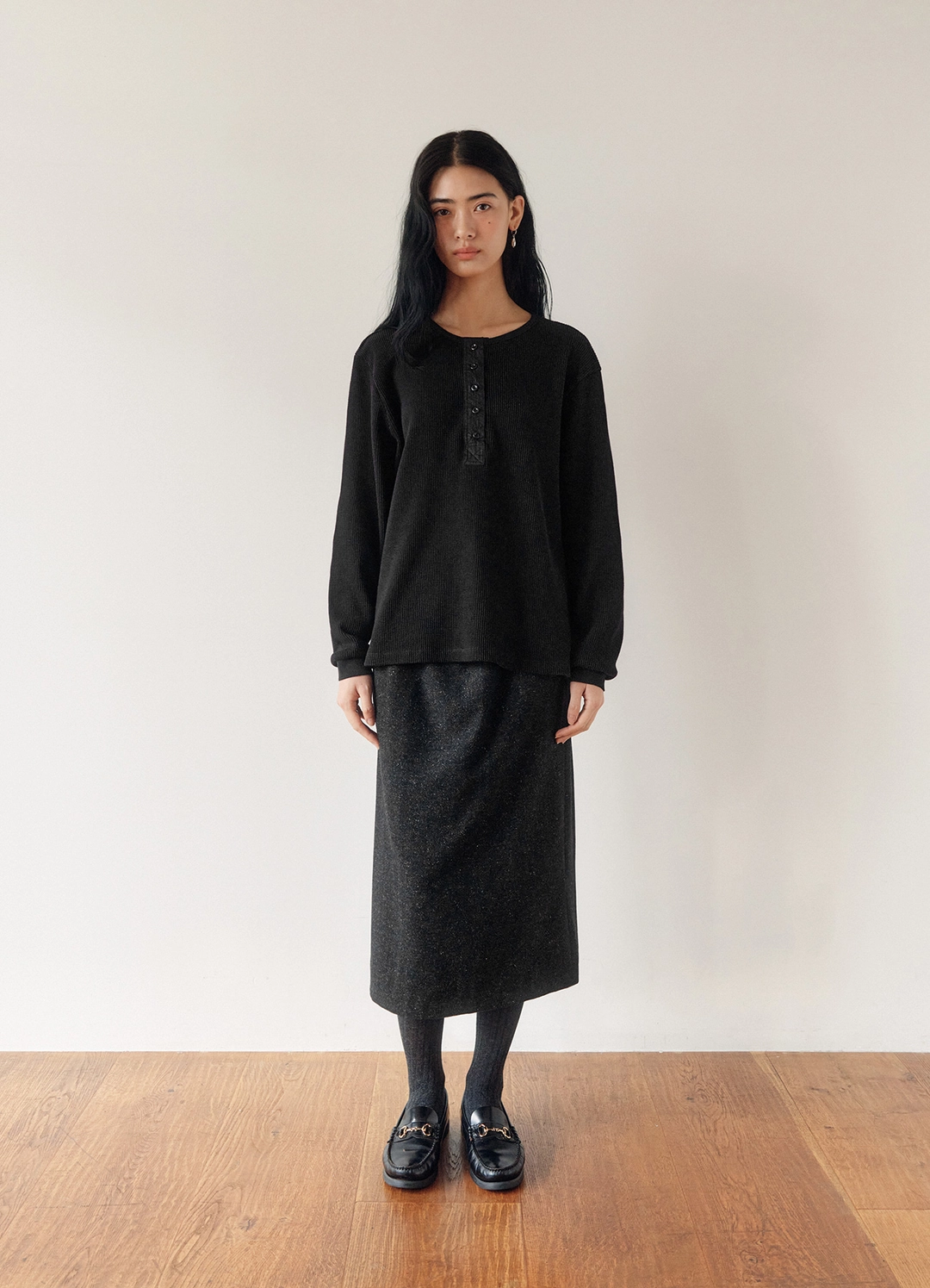 카이르 2nd / Julian Wool Skirt (Nep Black) - Kair 상품 이미지 1