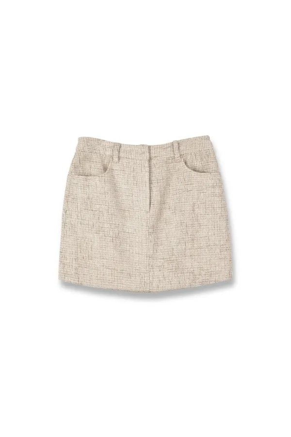 23SS W Tweed Mini Skirt, Beige
