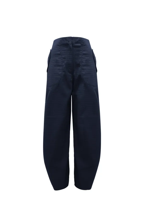 CURVED POCKET PANTS (NAVY)