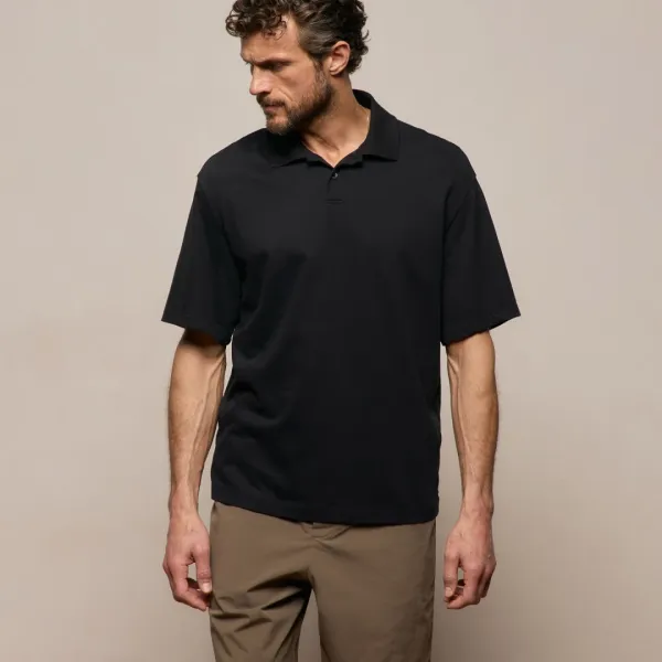 Heavy Luxe Jersey Oversized Polo - Black