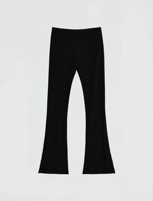 SIDE SLIT FLARE LEGGINGS [BLACK]