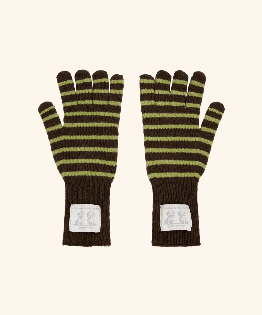 레터프롬문 Puppy Label Stripe Gloves ( Brown ) 상품 이미지 1