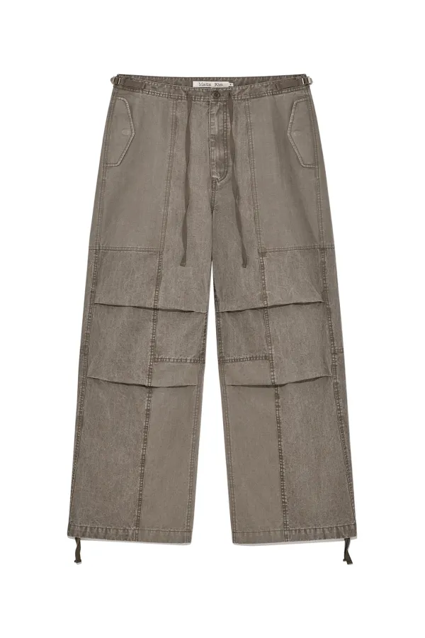 PATCH POINT WASHED COTTON PANTS IN BROWN
