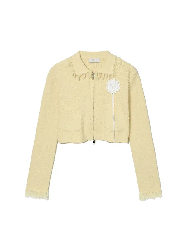 Sun Crochet Knit Jacket Yellow