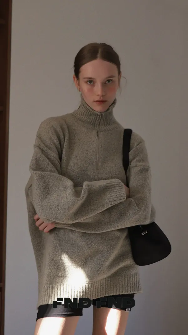 Half zip-up knit