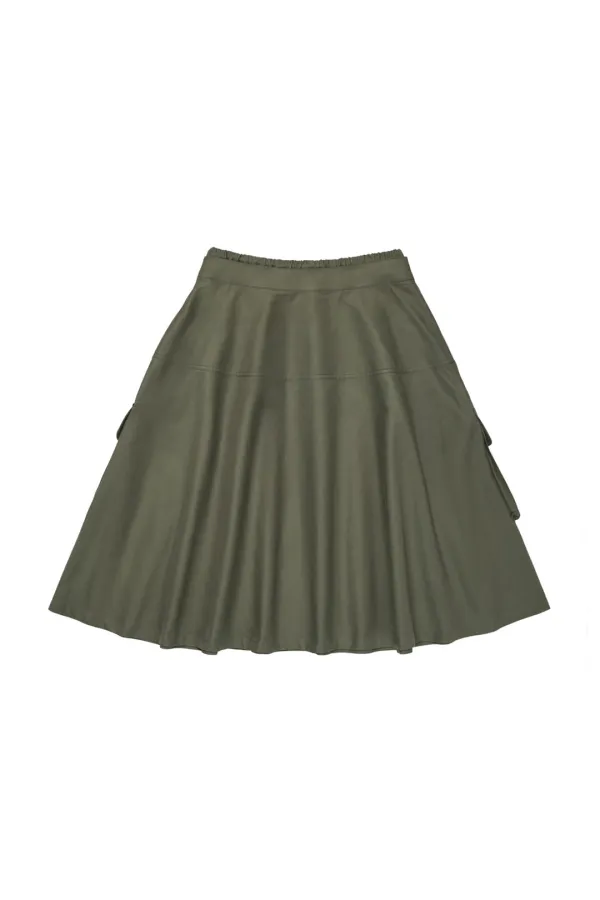 DOUBLE LAYERED WAIST SKIRT IN KHAKI