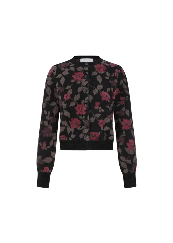 Floral jacquard cardigan, Black