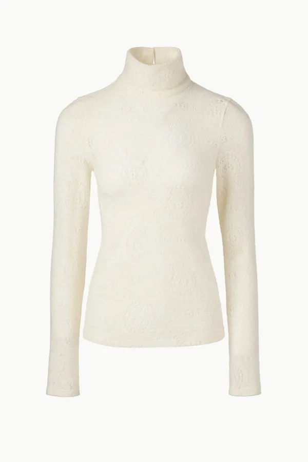 Paisley Lace High-neck Top, Ivory