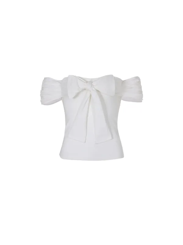 [치키타 착용] Off shoulder ribbon top (Ivory)