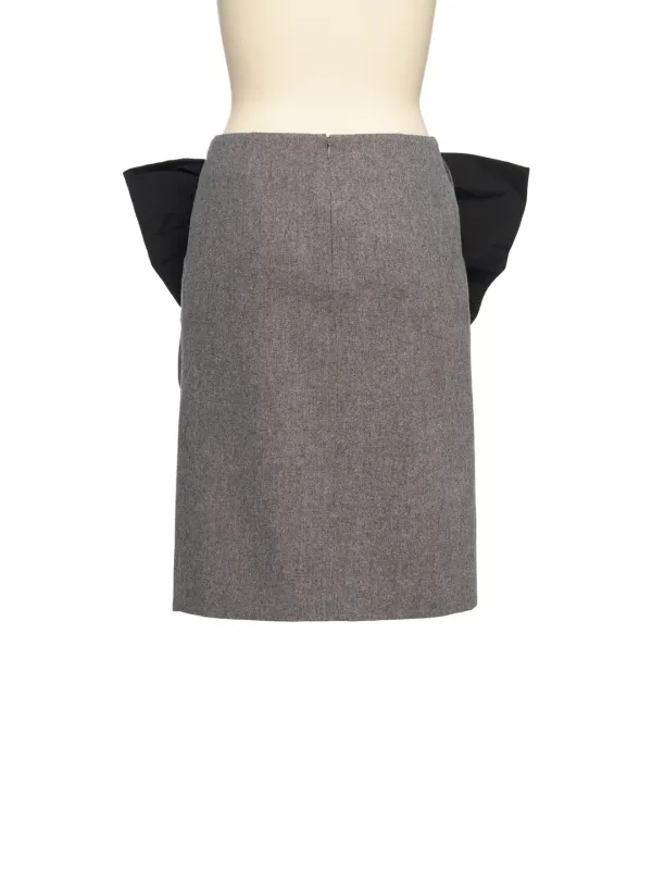 FW26 GRAY BOW DETAIL DRAPED SKIRT