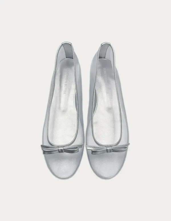 3rd / Jane Mesh Ribbon Flat - Silver