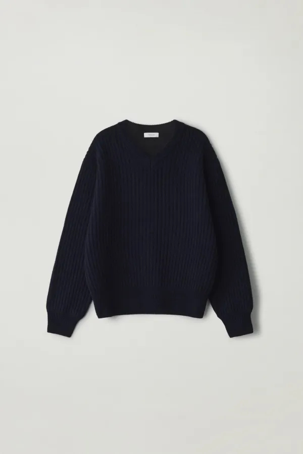 Glen v-neck knit (Navy)