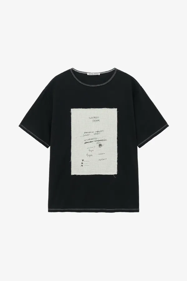 스케치 아플리케 티셔츠 BLACK