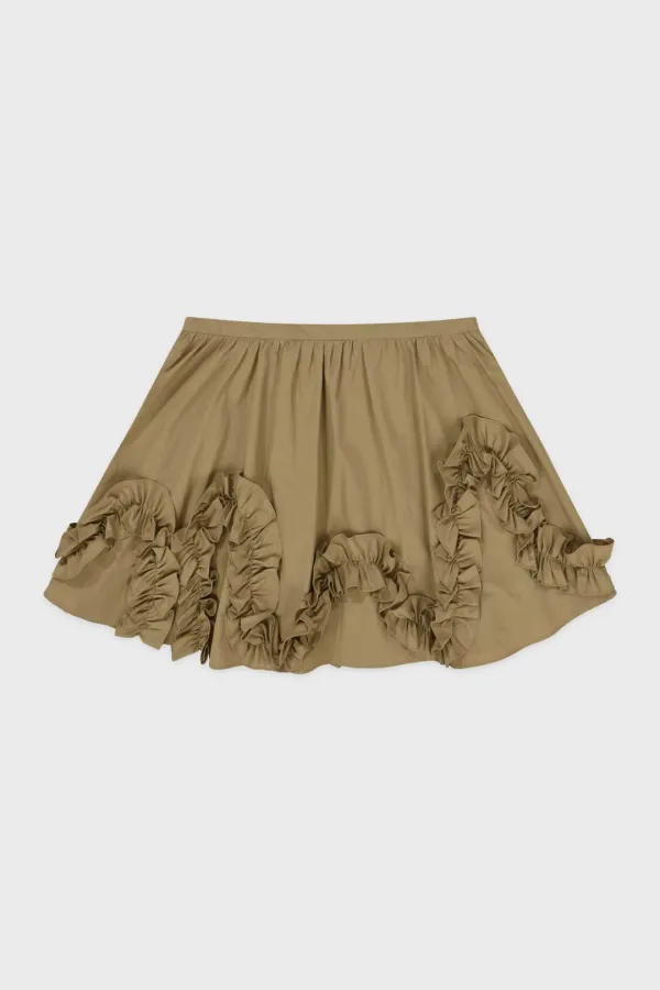[수빈 착용] Sinoon Shirred Ruffle Skirt (Beige)
