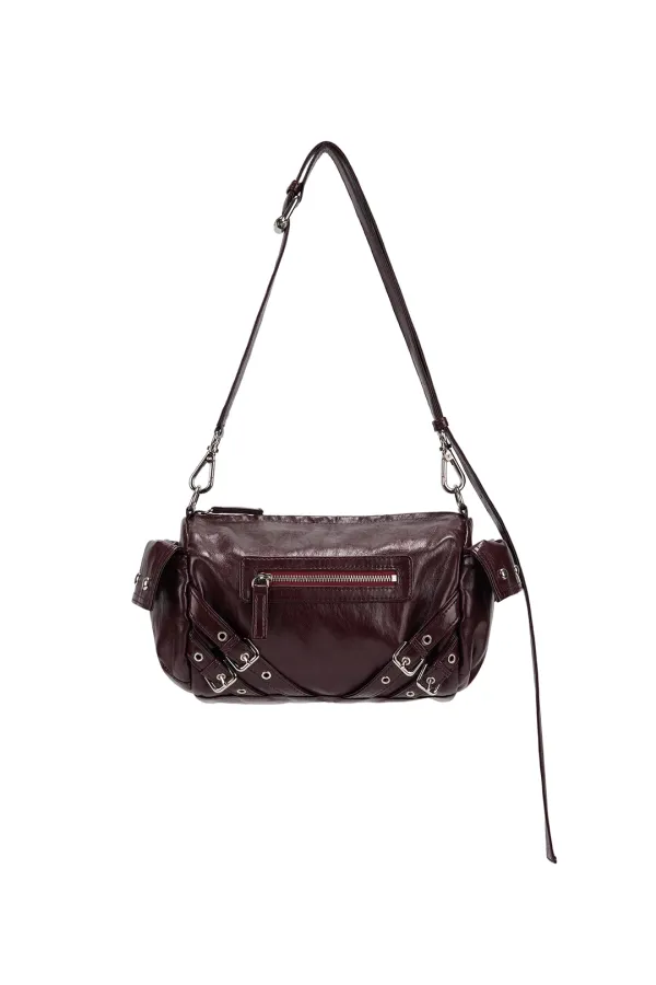 STUD POCKET BAG IN BURGUNDY