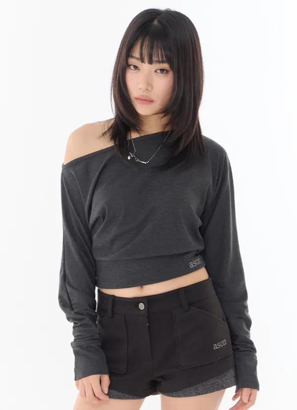GLEAM OFF SHOULDER LONG SLEEVE / CHARCOAL