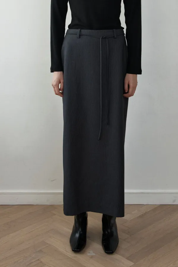 Ines Belt Maxi Skirt_Charcoal