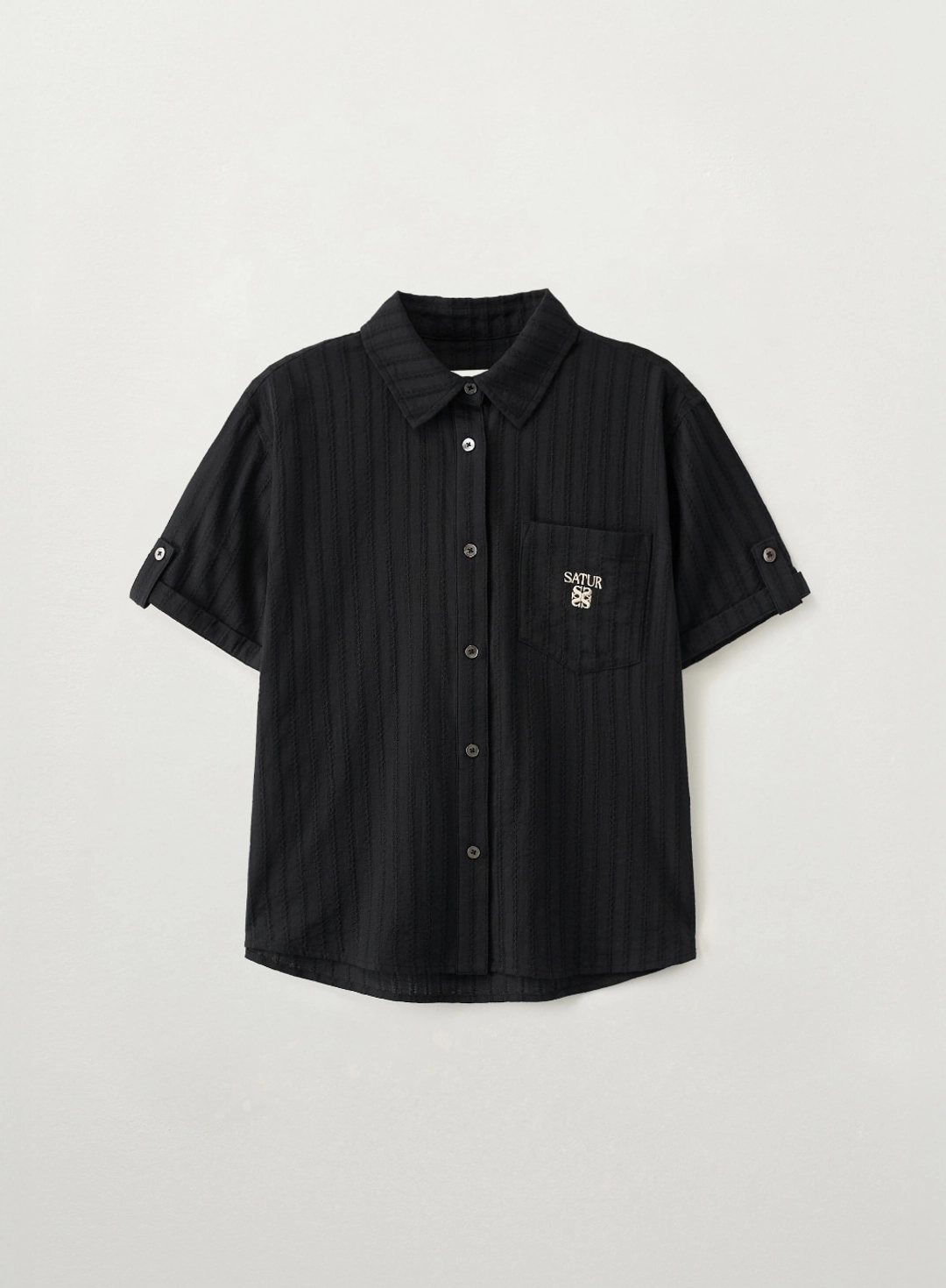 세터 (W) Roll Up Half Shirt - Black 상품 이미지 1