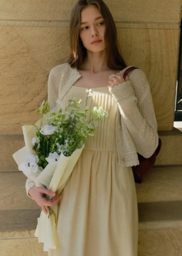 ROUND CROP NET CARDIGAN (natural beige)