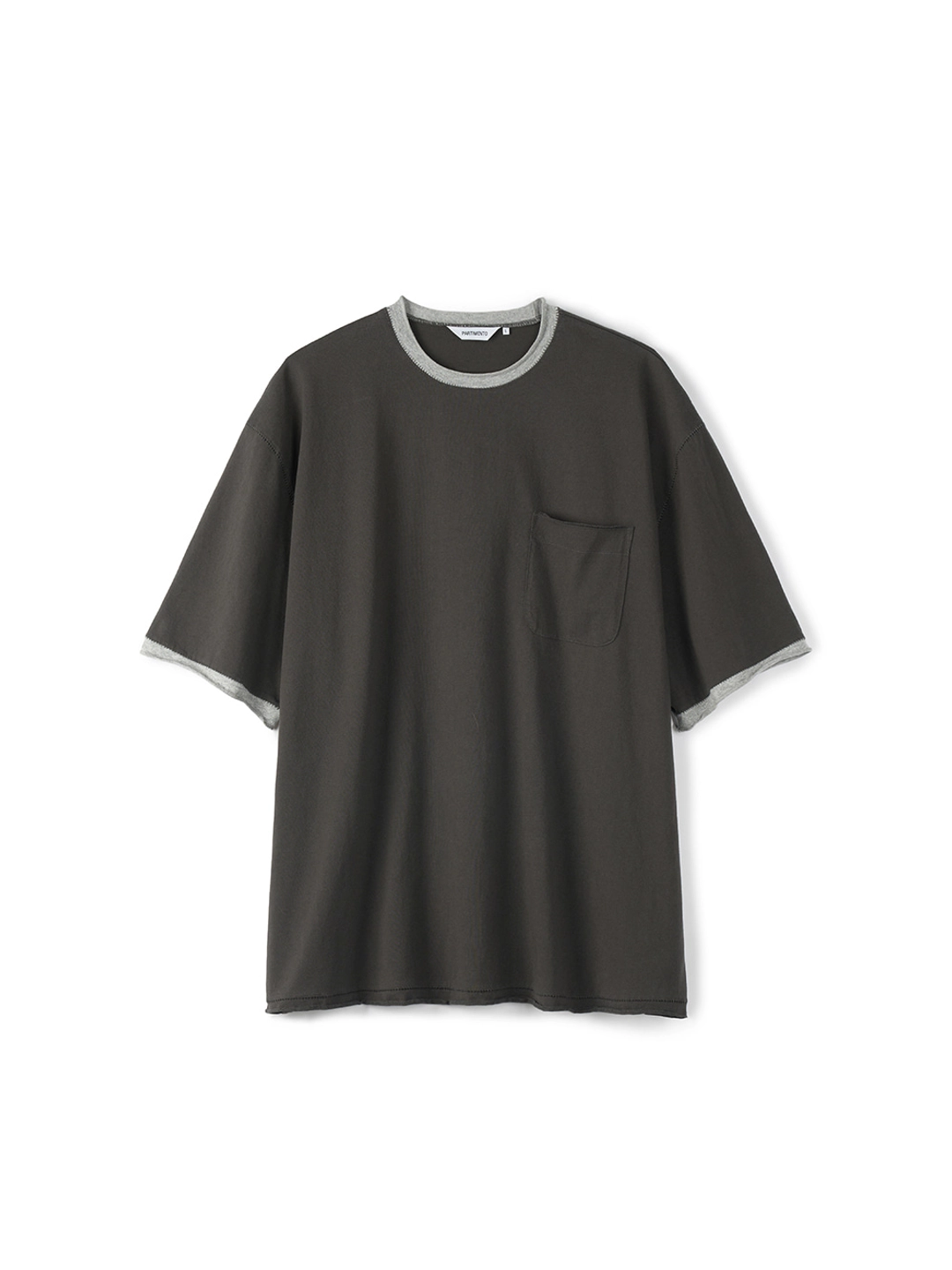 파르티멘토 Ringer Raw Edge Pocket Tee_Charcoal 상품 이미지 3