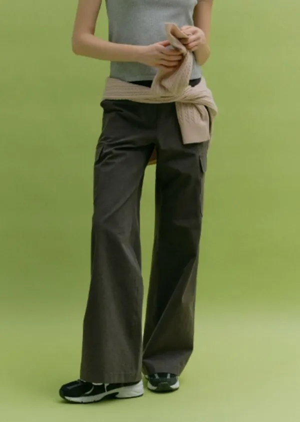 COTTON POCKET CARGO PANTS (ash gray)