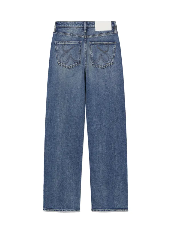 90s HIGH RISE WIDE LEG JEANS (LONG) (OCEAN BLUE)