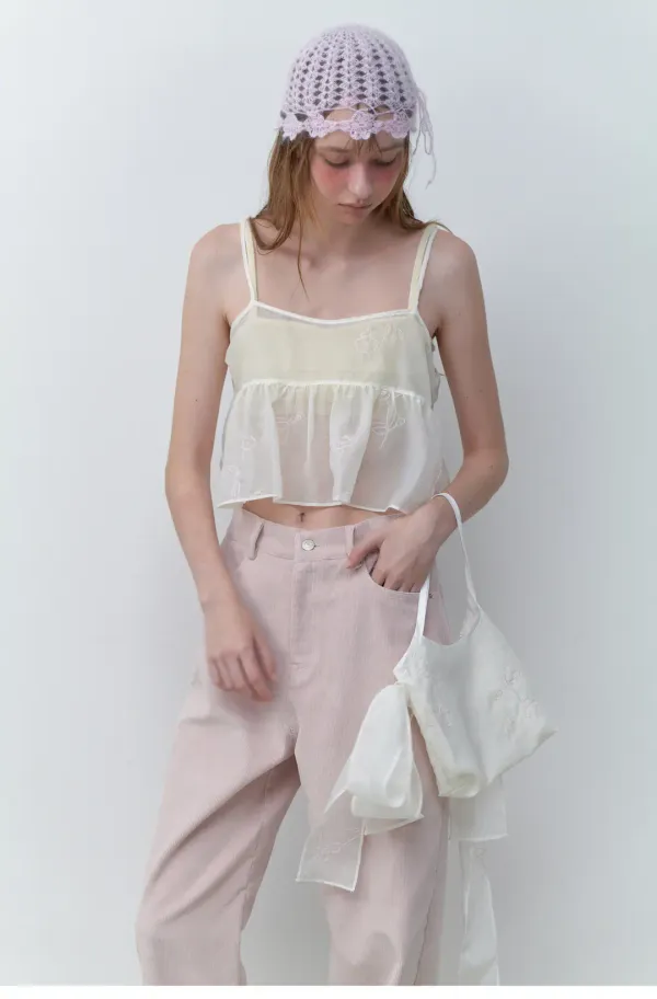 (2nd Re-stock) Drawing Organza Bustier (Cream)