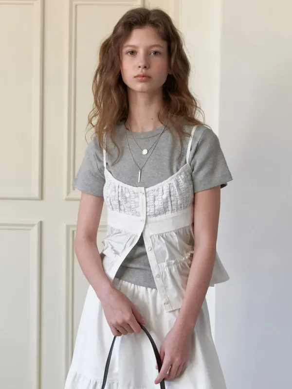 A SHIRRING SLEEVELESS BLOUSE_WHITE