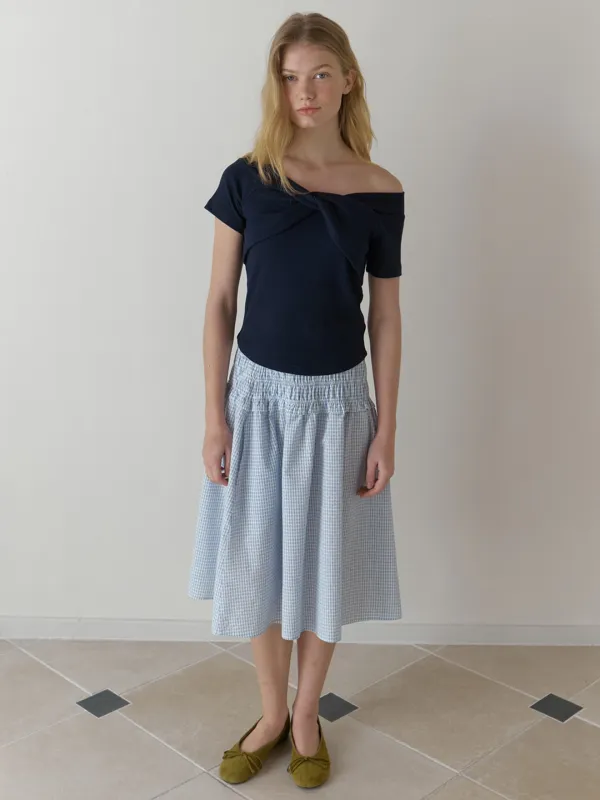 A TWIST JERSEY TOP_NAVY