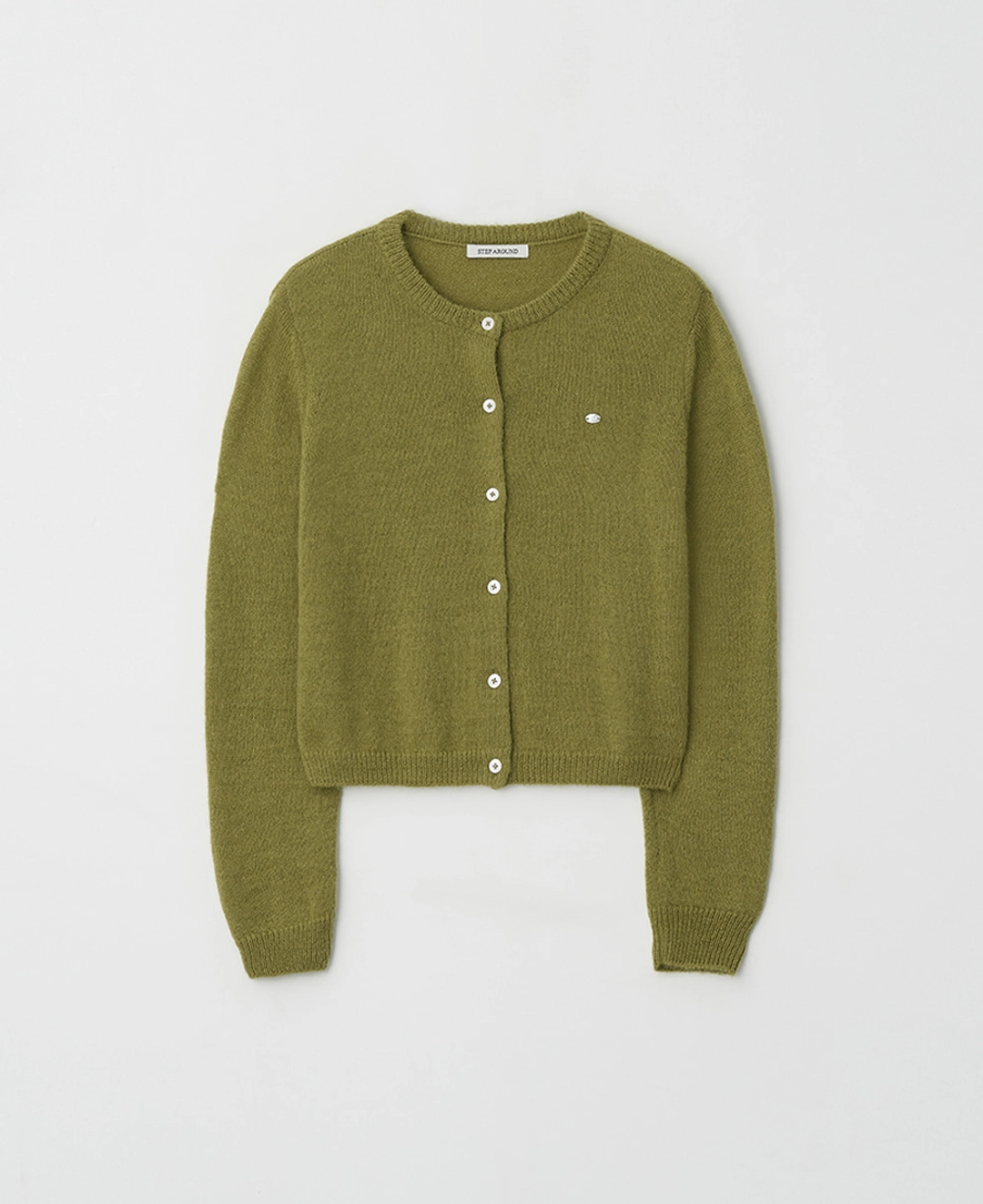 스텝어라운드 Kid Mohair Round Crop Cardigan_OLIVE 상품 이미지 1