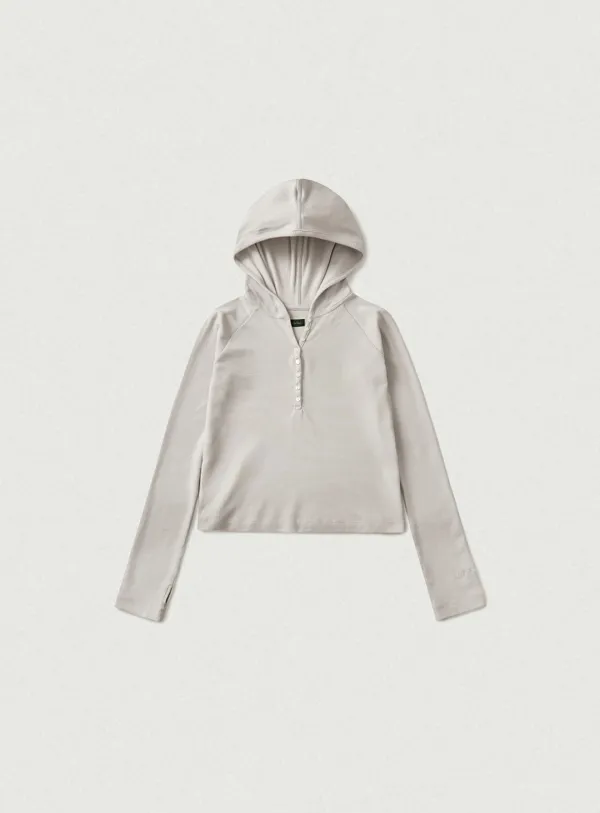 Moria Ribbed Henley Hoodie_Cream [10월 말 순차 배송]
