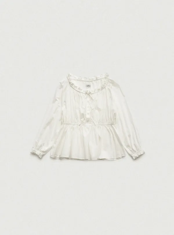 Liore Frill Button Blouse_Ivory