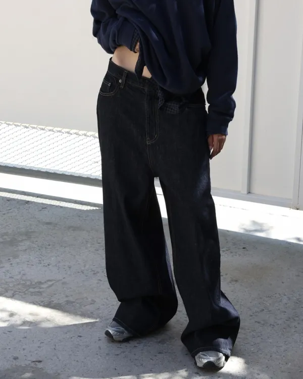 25FW rigid wide jeans
