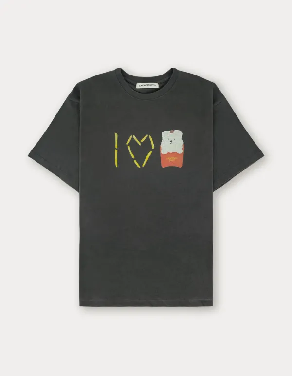 I Love Butteree Over-Fit Top - Charcoal