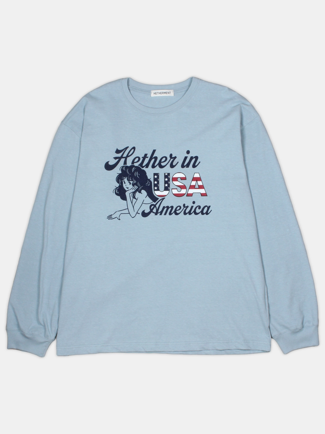 헤더먼트 america long sleeve tee (vintage blue) 상품 이미지 1