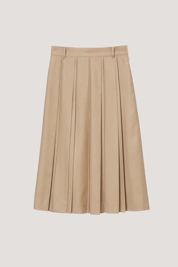 DOUBLE PLEATS SKIRT BEIGE_UDSK4A207I2