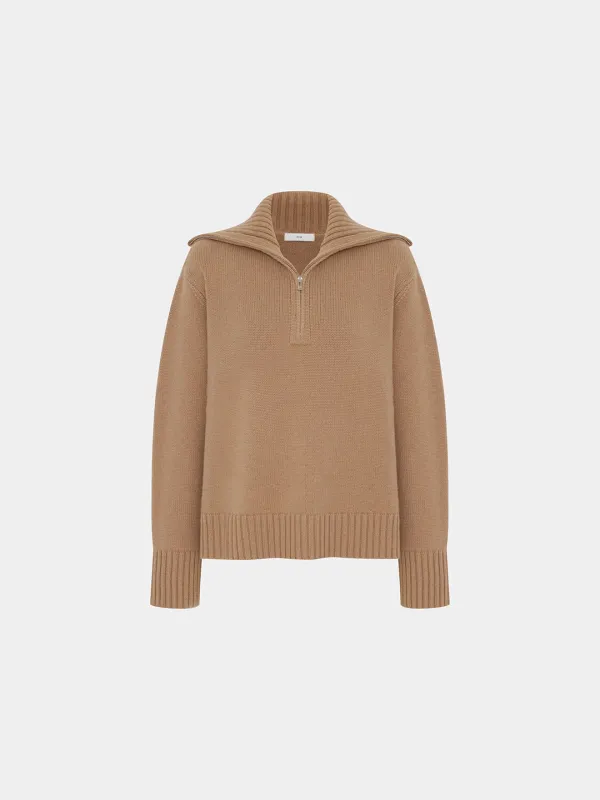 Gina wool cash turtle zip-up KN