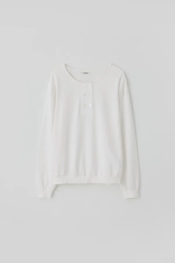 T/T Button henley sweatshirt (white)