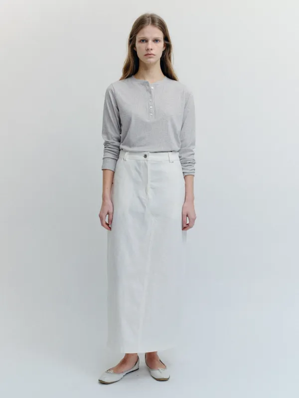 Long Sleeve Henley Tee(Oat Gray)