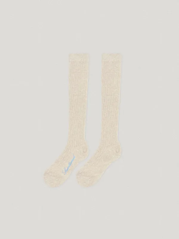 Etta Sheer Knee Socks Oat Beige
