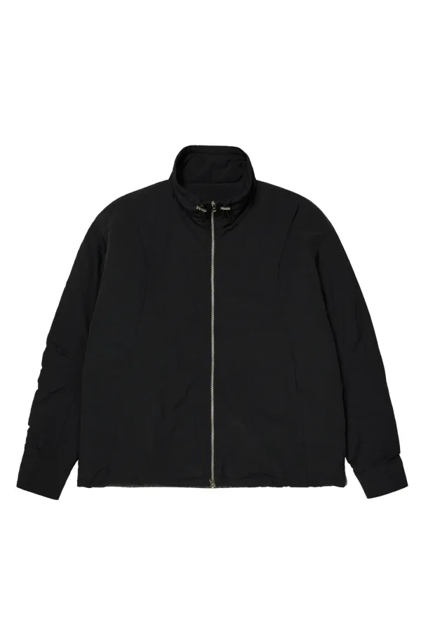 DEINET CHECK CONTRAST BOMBER JACKET IN BLACK