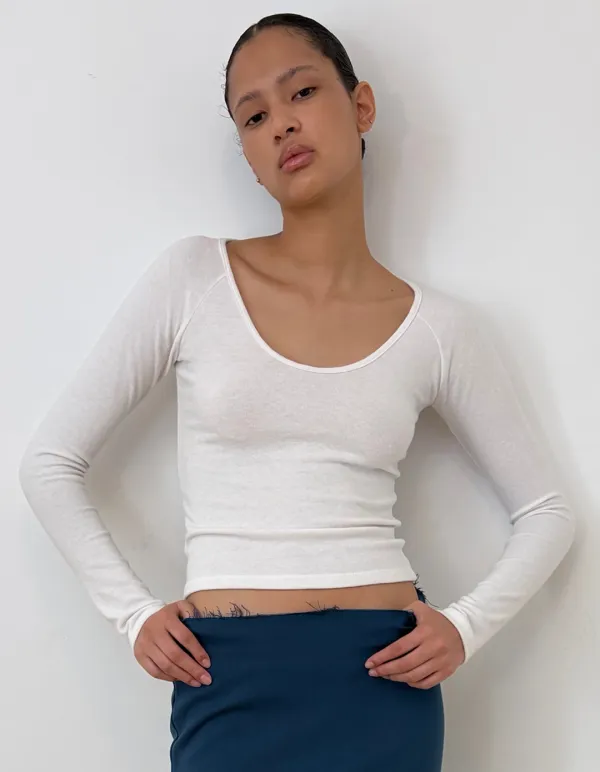 DEEP U-NECK TEE, WHITE