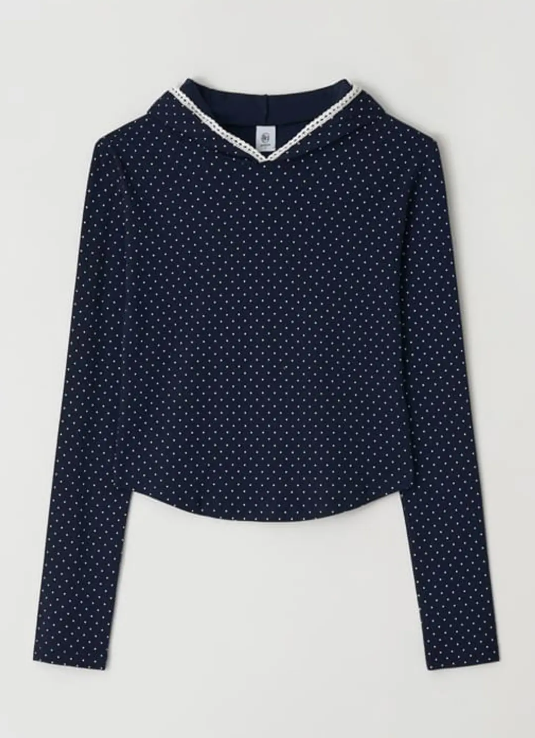 론론 LACE HOODIE SLIM LONG SLEEVE NAVY DOT 상품 이미지 3