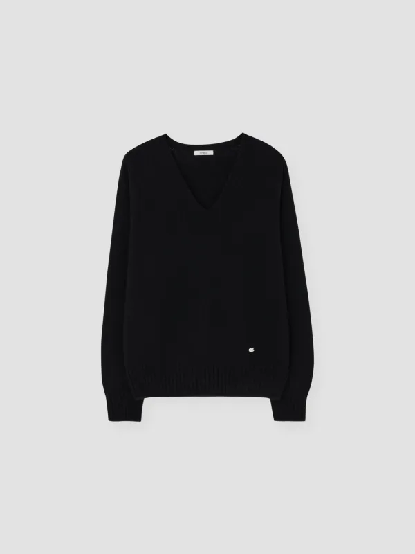 CASH MERINO WOOL V-NECK KNIT_BLACK_OE3C2CKN91BKA