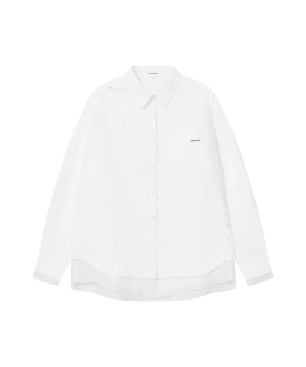 Oblique layered sheer shirts WHITE