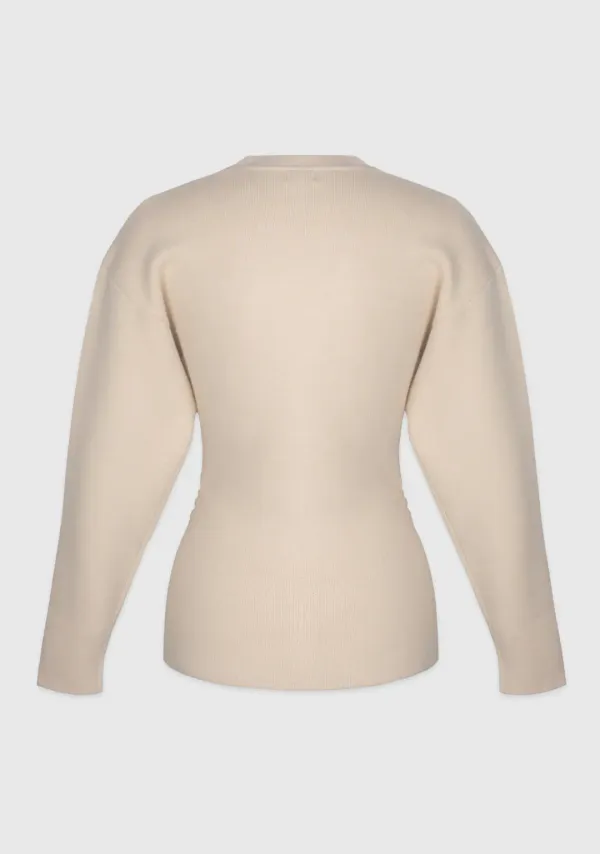 Ellen Gold Button Knit Beige