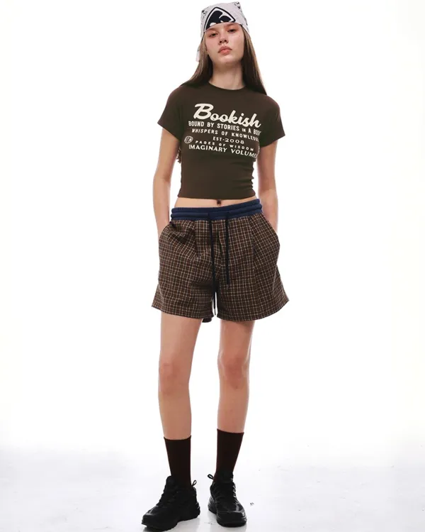 CENTAUR VINTAGE CHECK SHORTS_BROWN